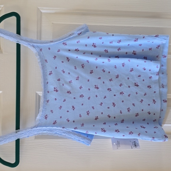 SO BRAND WOMENS JUNIOR SIZE BLUE WITH PURPLE FLOWERS TANK TOP SIZE LARGE - Picture 7 of 12